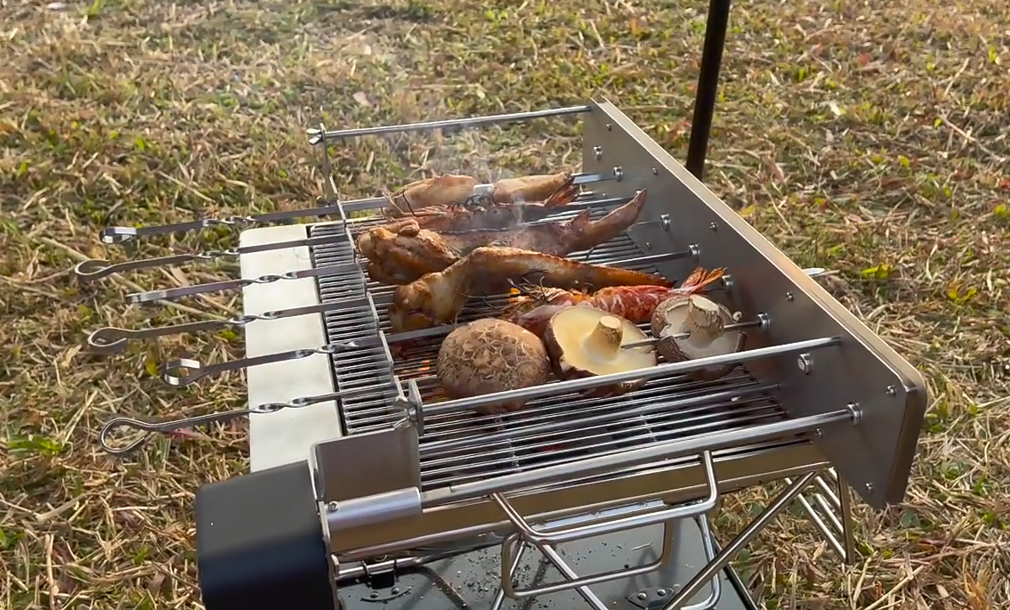 BBQ Cypriot Grill Top Rotisserie Kebab Skewers With Electric Motor USB Charge — image 12