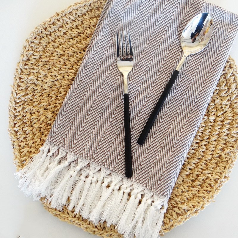 Title 4, Cotton wavy fringe fabric napkin tea towel