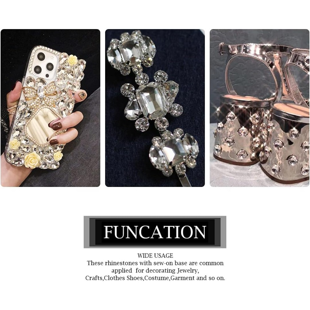 Sew On Rhinestones 300 PCS Mixed Shapes Single-Claw Clear Glass Stones For Versatile Craft Use