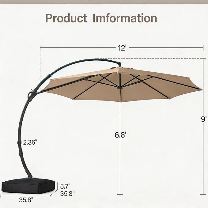 Cantilever Patio Umbrella 12ft Offset