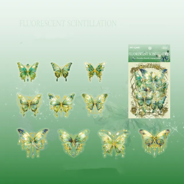 Mocard PET Sticker Package Boundless Butterfly Spectrum Series Three dimensional Ice Crystal Laser Gold INS Style Butterfly Notebook Gu Nano SIM ... Fluorescent Shining - Shop at LoveMi