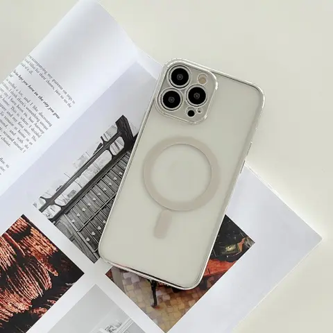 Magnetic Charging Mobile Phone Case with Plated Frame
