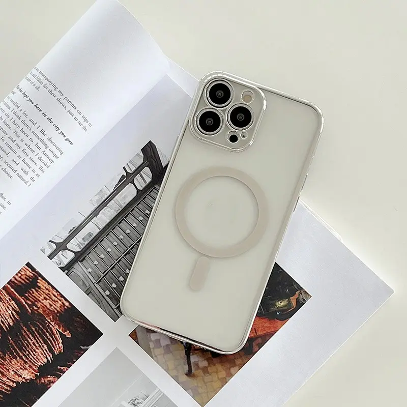 Magnetic Charging Mobile Phone Case with Plated Frame