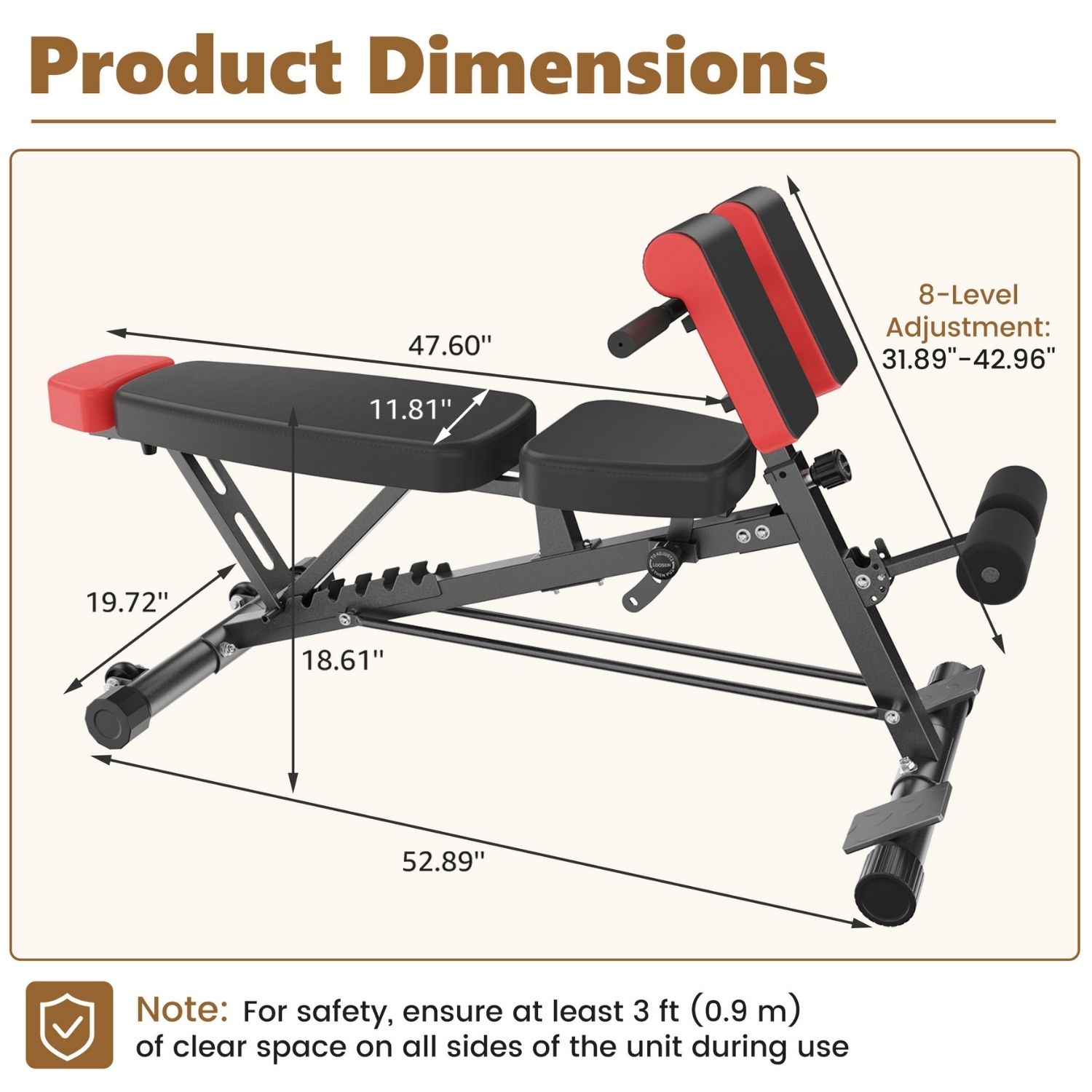 FID Multi-Functional Workout Bench, Roman Chair And Ab Sit-up Bench, Adjustable Incline Decline Flat Bench For Full Body Training image 3