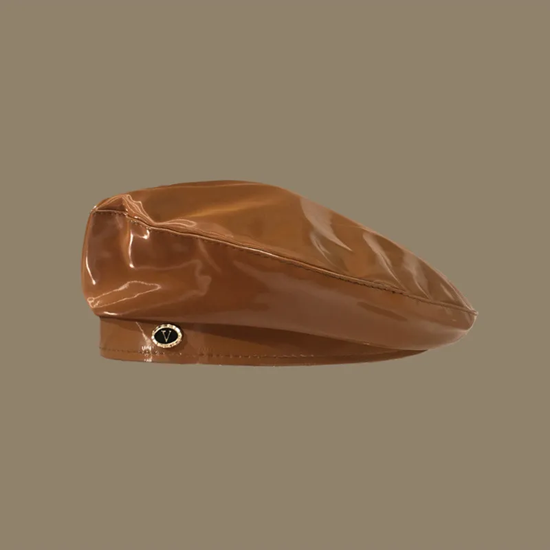 Bright Leather Berets For Children Art - Chocolate Label V