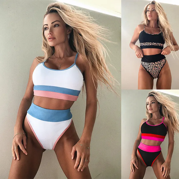 Bikini Hot Style Stitching Ladies Split Swimsuit