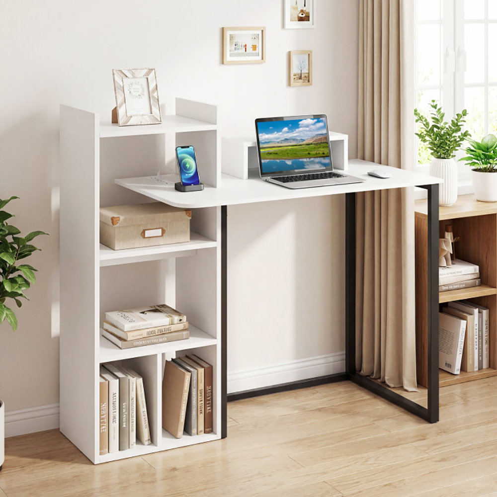 Computer Desk With Charging Station And Ergonomic Monitor Stand With Non-slip Foot Pads For Living Room, Bedroom, Study And Office view 6