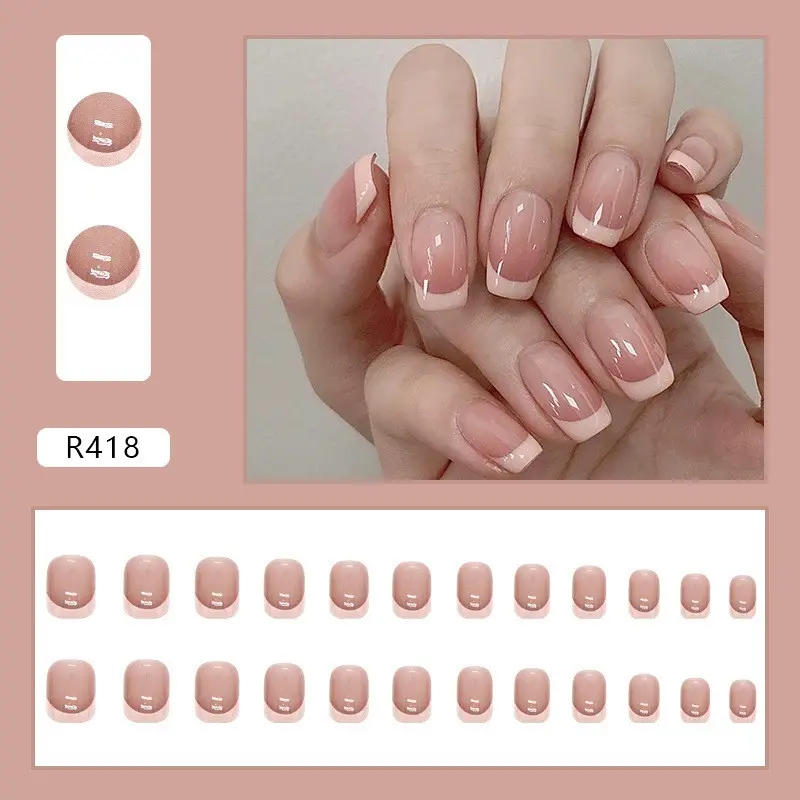 Oblique French Simple Wearing Manicure Finished Fake
