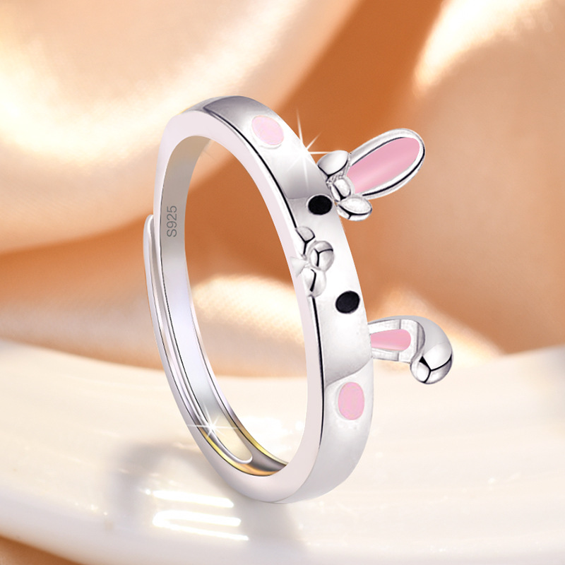 Title 5, Bague Ouverte Lapin Mignon pour Femme Bijou Ten...