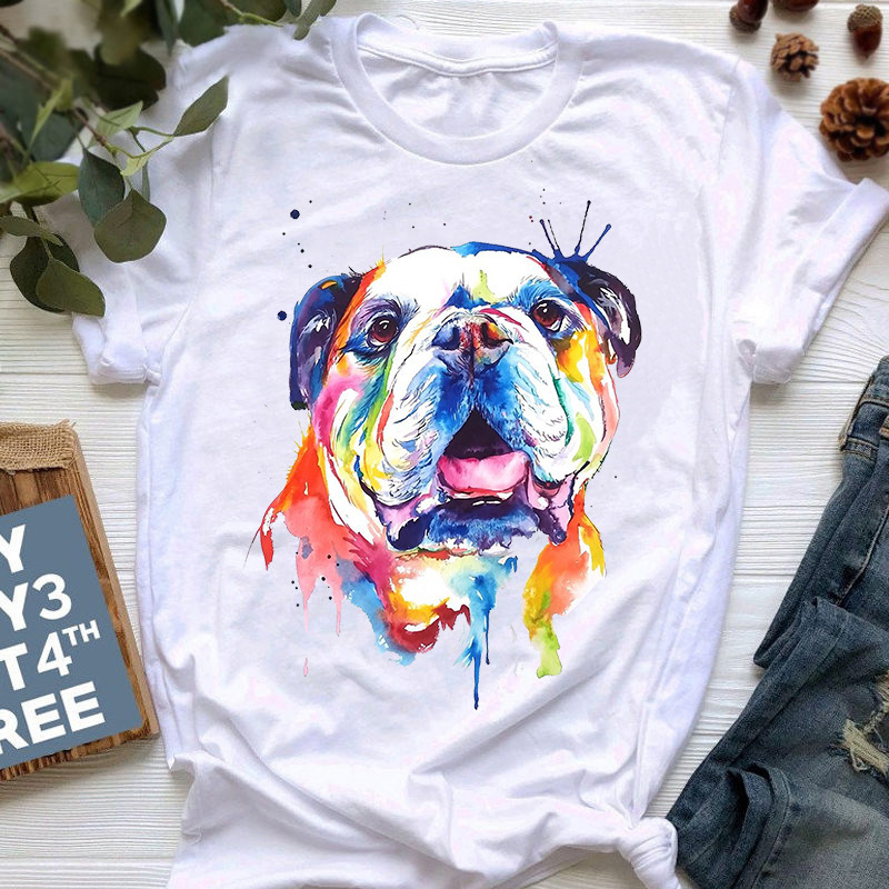 Title 6, Summer New Style French Bulldog Print T-shirt F...