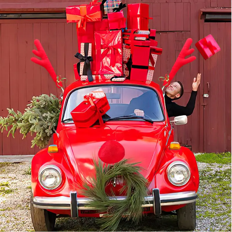 Christmas Car Cartoon Large Antler Decoration