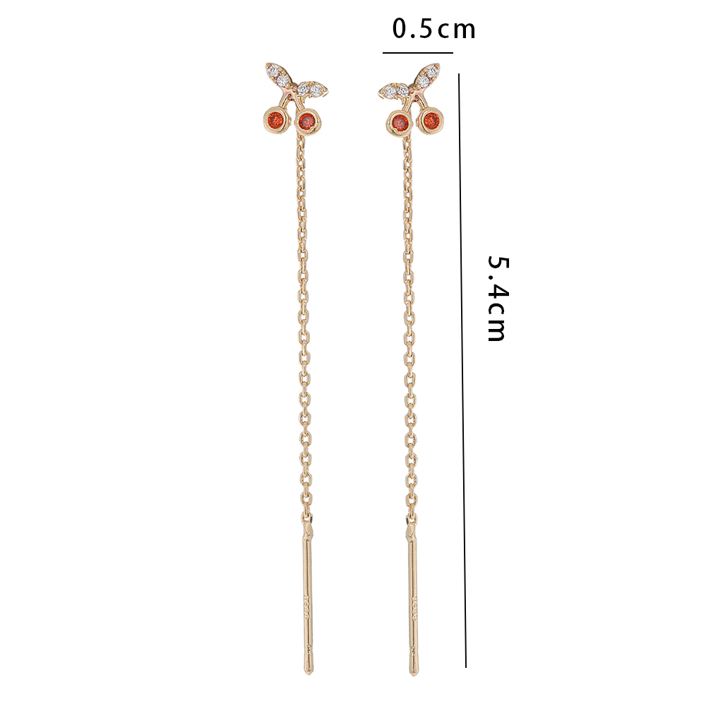Cross-border Jewelry Wholesale Design Sensitive Earrings Female Fashion Europe And The United States Copper Micro-inlay Fruit Cherry Zircon Earrings