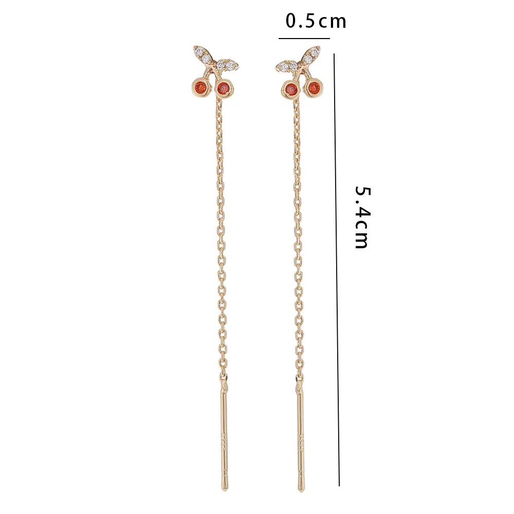 Cross-border Jewelry Wholesale Design Sensitive Earrings Female Fashion Europe And The United States Copper Micro-inlay Fruit Cherry Zircon Earrings