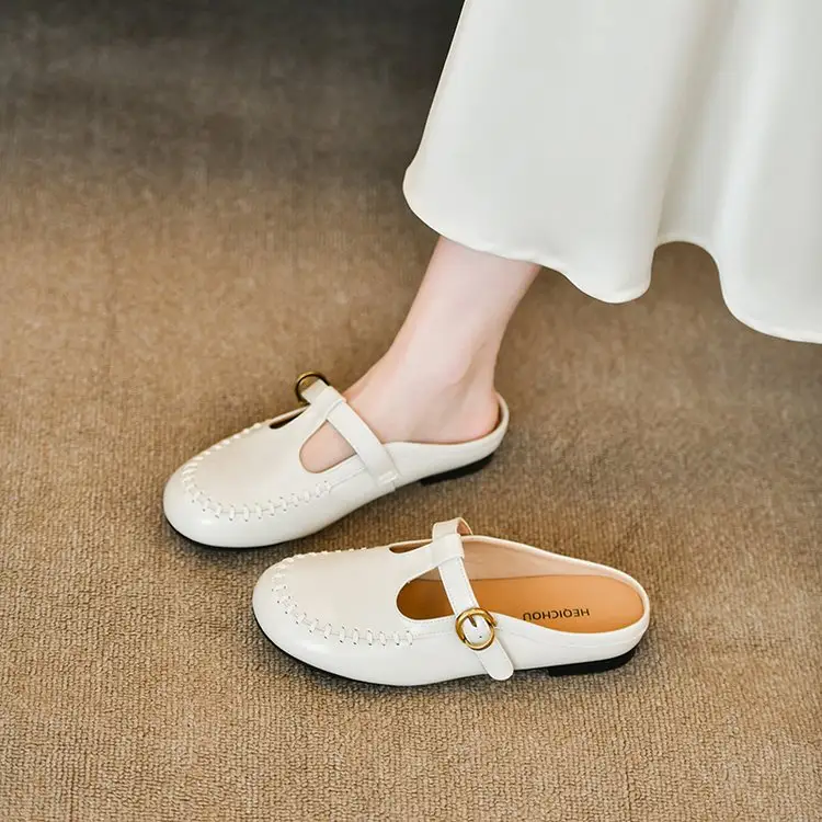 Comfortable White Mary Jane Shoes For Women, T-Bar Buckle Strap Flat Shoes