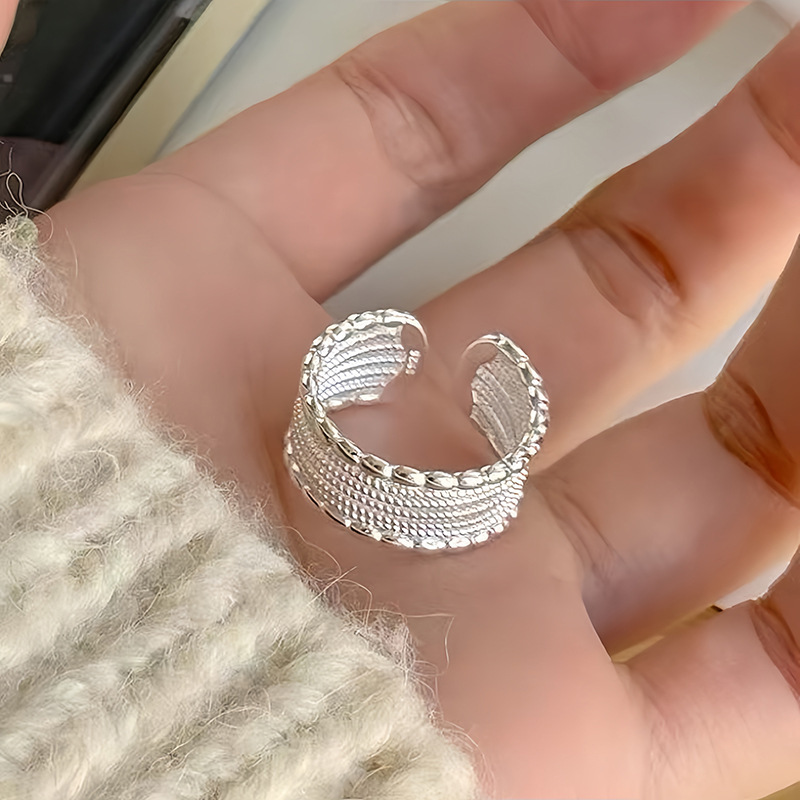 Minimalist Vintage Open Finger Ring S925 Silver Colorfast Women Jewelry Gift