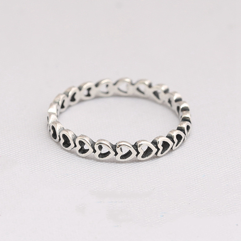Diphne S925 Silver Bracelet Plain Silver Heart-shaped Circle Ring