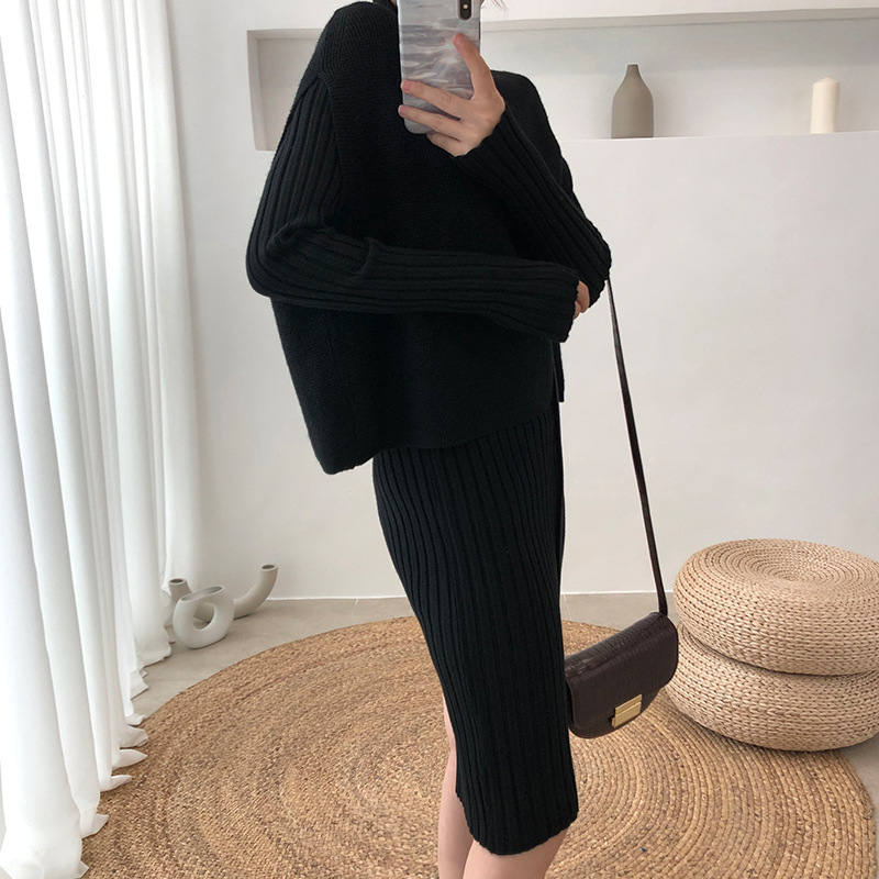 Title 5, Knitted Skirt Sweater Dress Two-piece Suit, war...