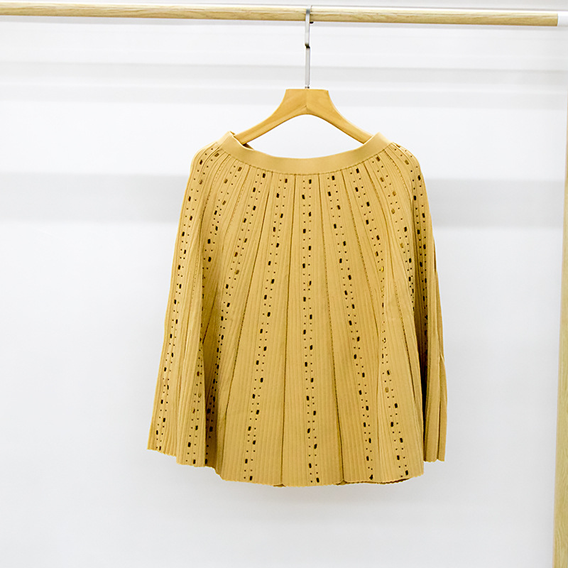 Heavy Industry High Waist Slim Temperament Pleated Beaded Skirt