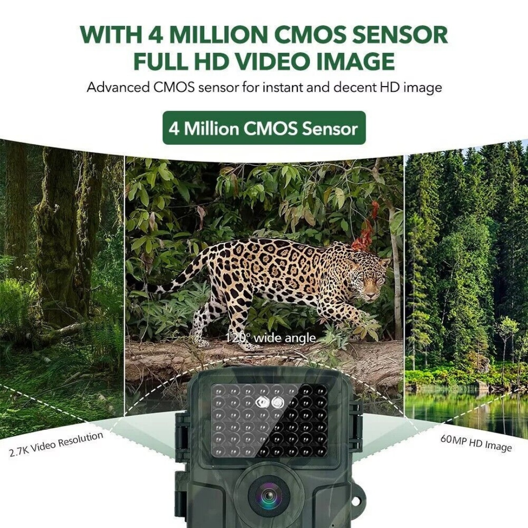 64GB 60MP Wildlife WIFI APP Trail Camera 4K Night Vision Outdoor Hunting Camera