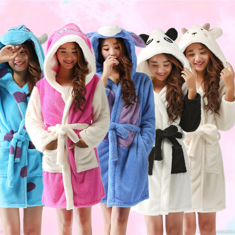 Women's New Cotton Velvet Cute Padded Hooded Animal Pajamas