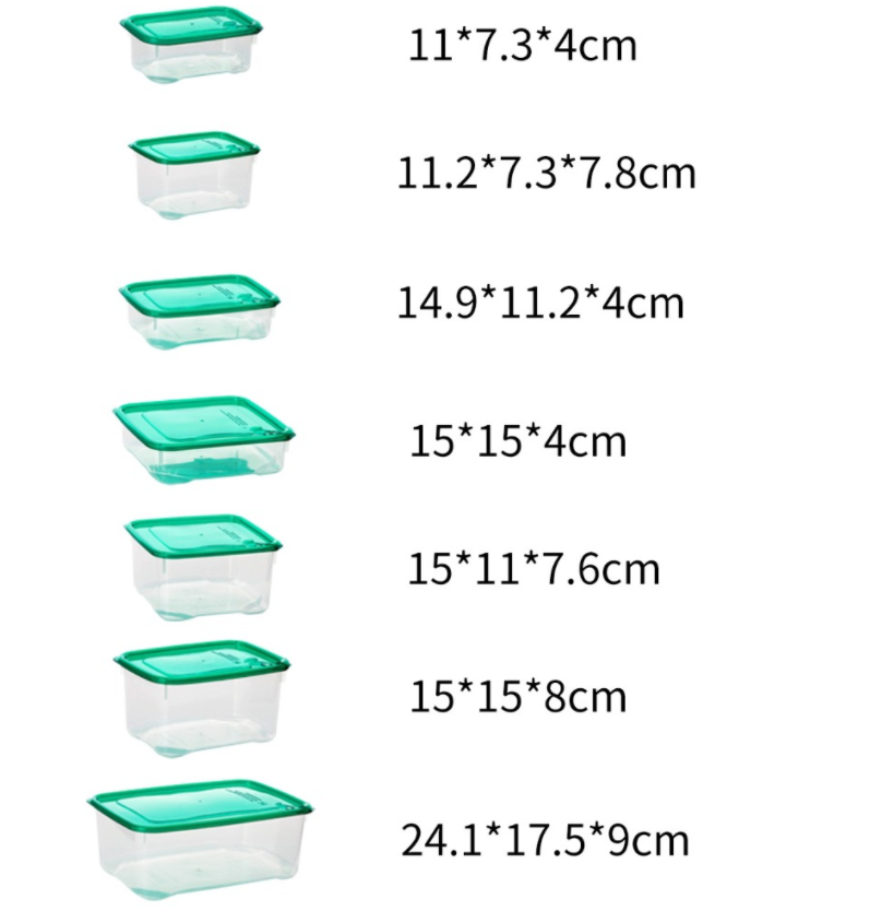 Title 6, Plastic refrigerator crisper sealed box set of 17