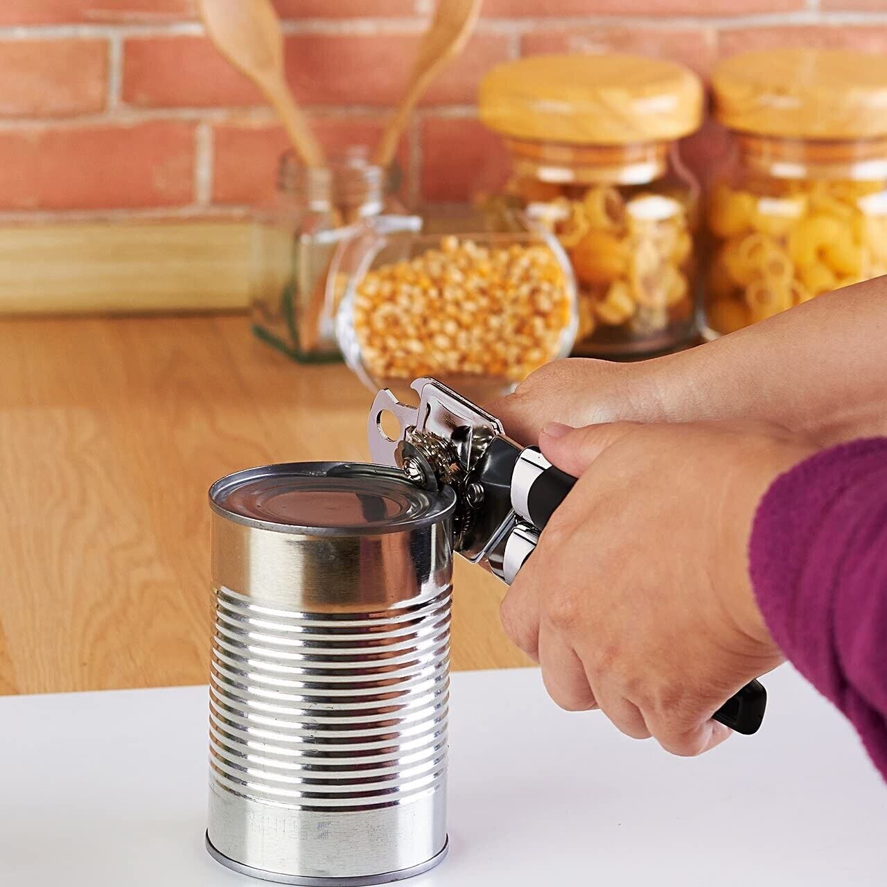 Stainless Steel Manual Can Opener with Beer Opener image.