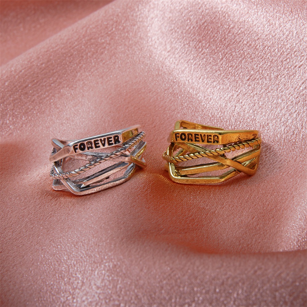 Korean Retro Multilayer Irregular Weave Round Bead Ring