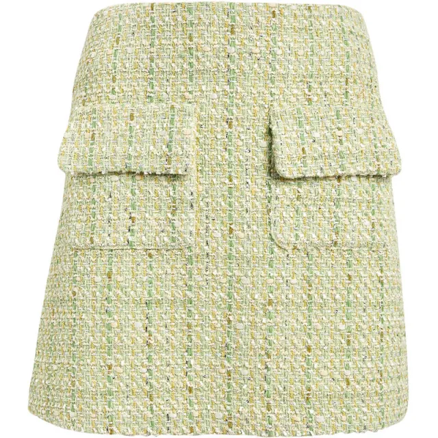 French Romantic Elegant Tweed A Line Skirt Green - Shop at LoveMi
