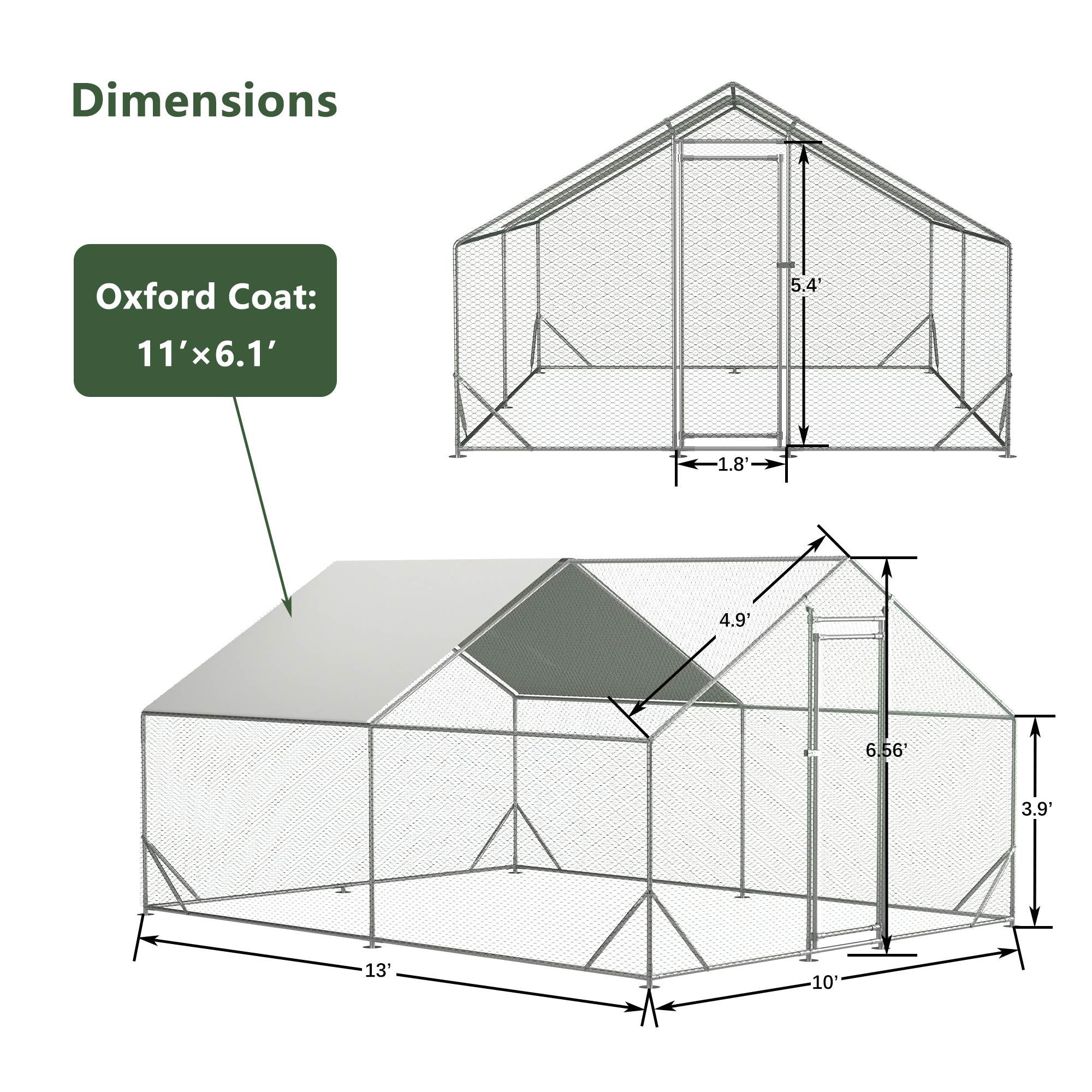 Large Metal Chicken Coop, Walk in Chicken Run, Galvanized Wire Poultry Chicken Hen Pen Cage, Rabbits Duck Cages With Waterproof And Anti Ultraviole... 3X4M - Shop at LoveMi