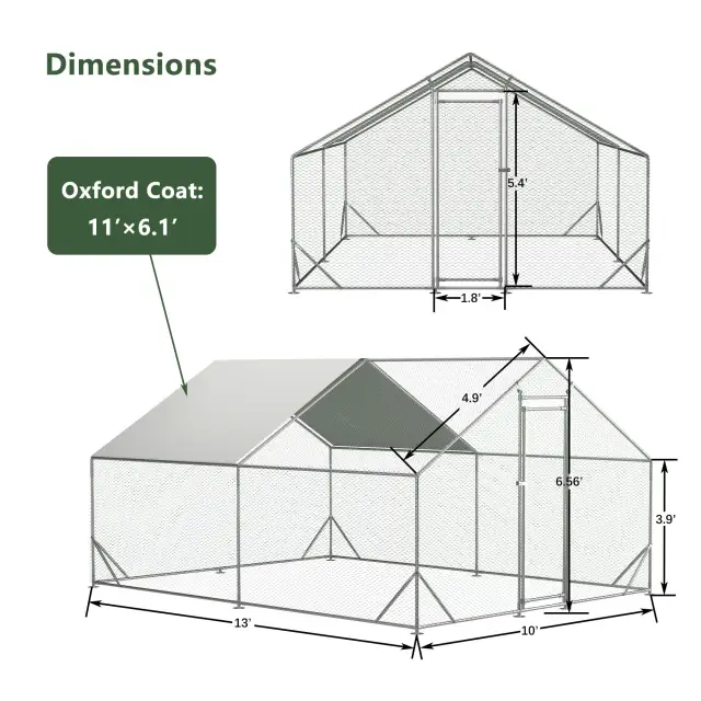 Large Metal Chicken Coop, Walk in Chicken Run, Galvanized Wire Poultry Chicken Hen Pen Cage, Rabbits Duck Cages With Waterproof And Anti Ultraviole... 3X4M - Shop at LoveMi