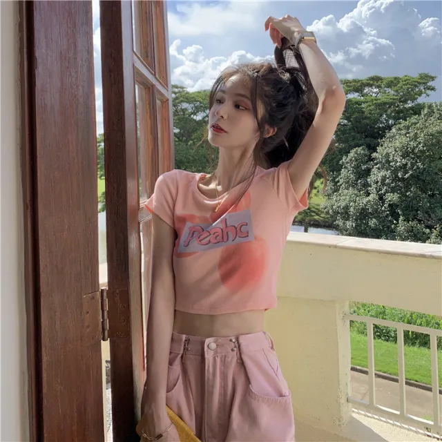 Spring And Summer Slim Fit Cropped Crop Top Pink - Shop at LoveMi
