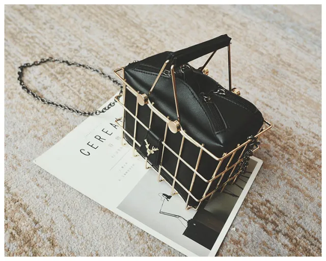 Metal Three dimensional Stereotyped One shoulder Messenger Handbag Black - Shop at LoveMi