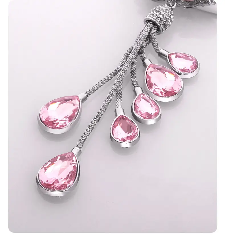 Car Rearview Mirror Crystal Swan Pendant Creative