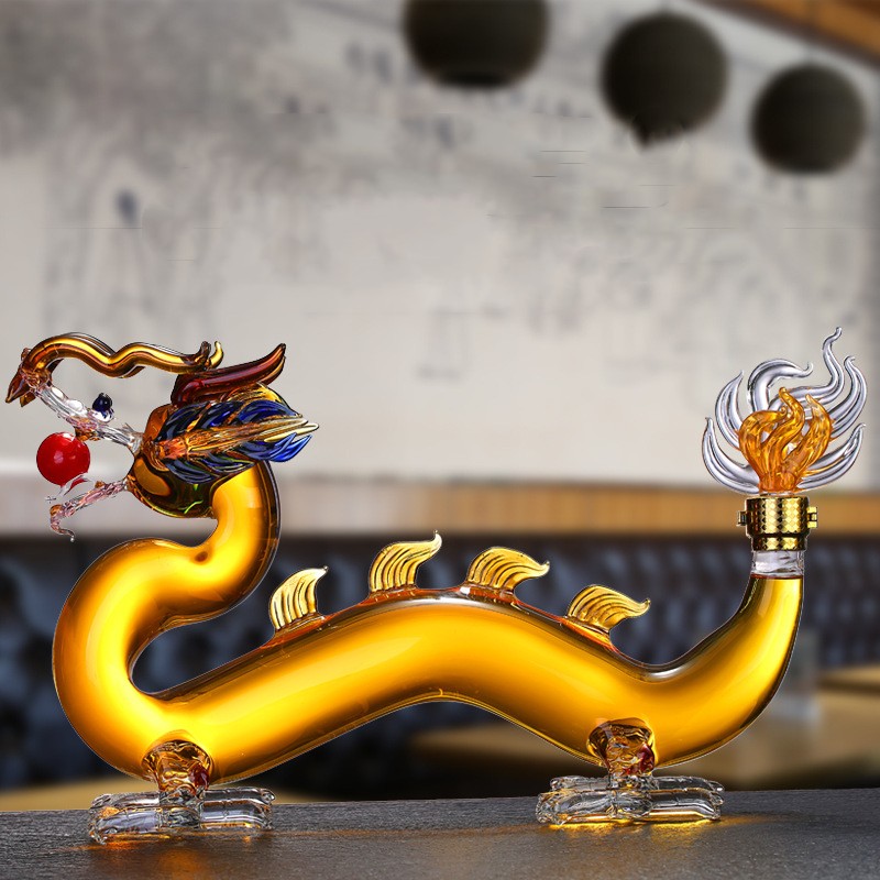 Title 4, Creative Dragon-shape Glass Wine Bottle