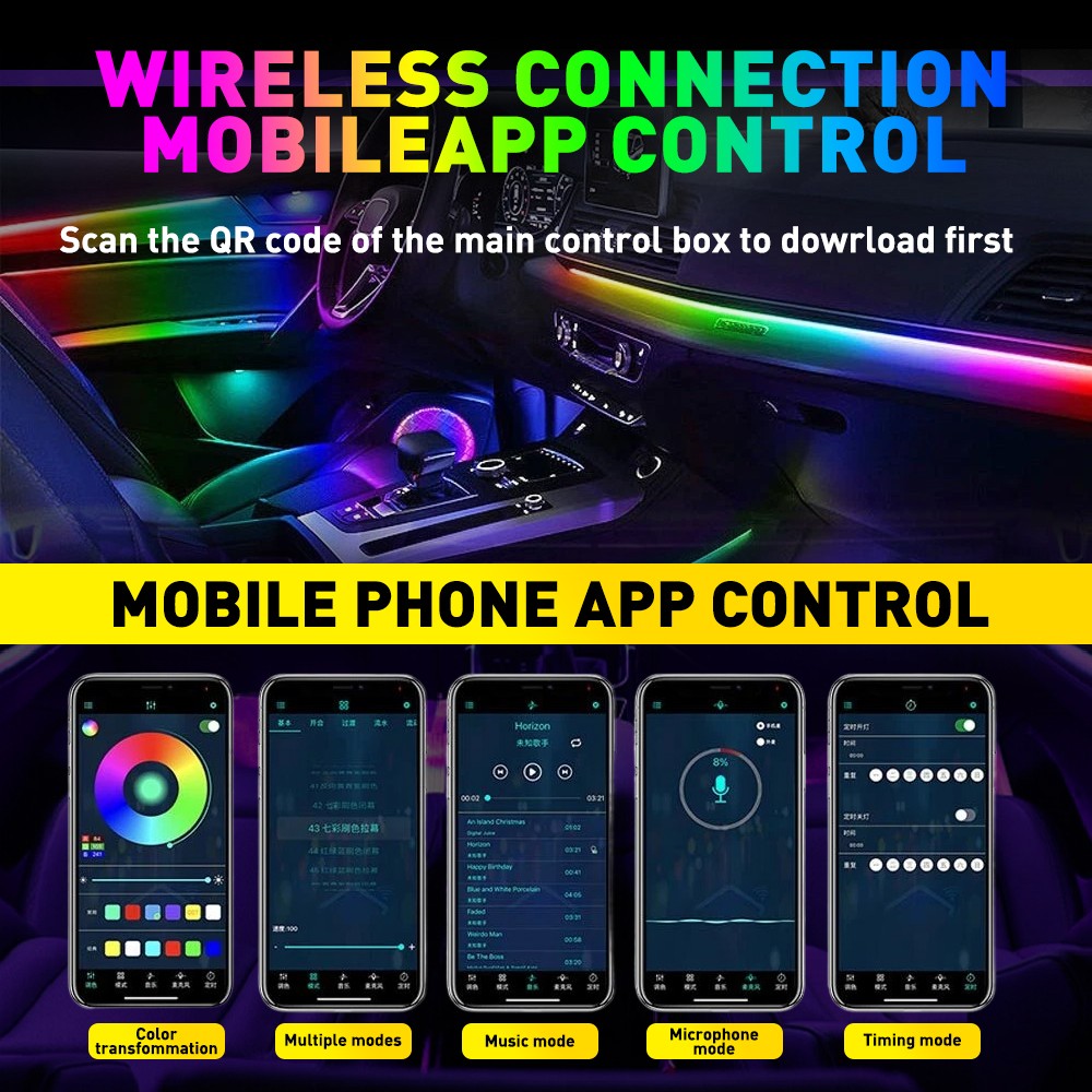 10in1 Full LED Bead Symphony Dream Car Interior Ambient Lighting Wireless Kit — image 7