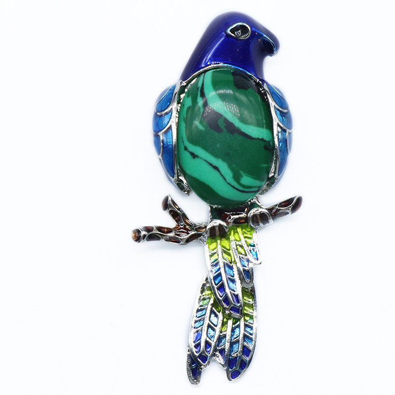 Gem Brooch Pendant, Crystal Agate, Shell, Magpie Inlaid Gemstone Alloy Pendant, Brooch, Necklace — foto 2