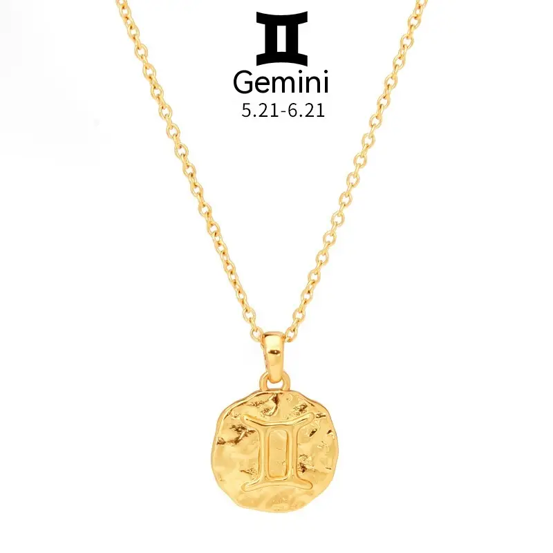 12 Constellation Double-sided Pendant Necklace For Women