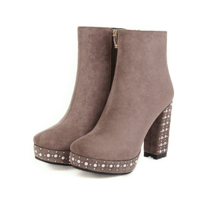 Title 10, Super High-heeled Slim Simple Suede Single Boots