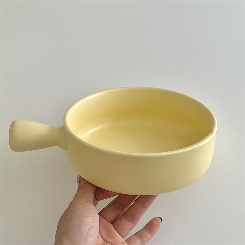 Title 2, Household Simple Single Handle Ceramic Baking Bowl