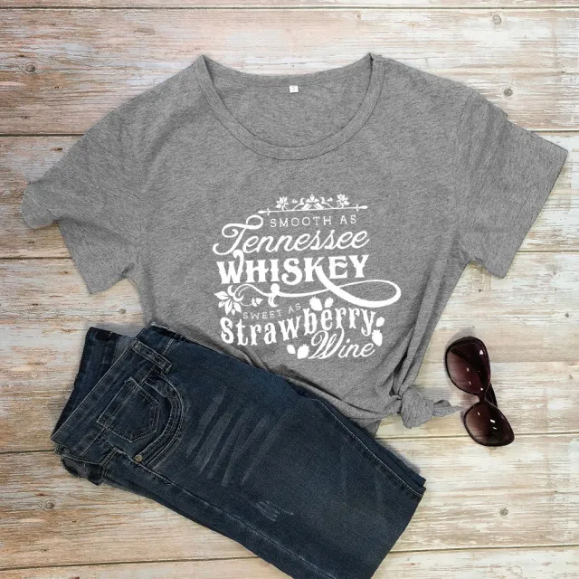 Smooth As Tennessee Whiskey Sweet Short Sleeve Dark Grey White Lettering - Shop at LoveMi
