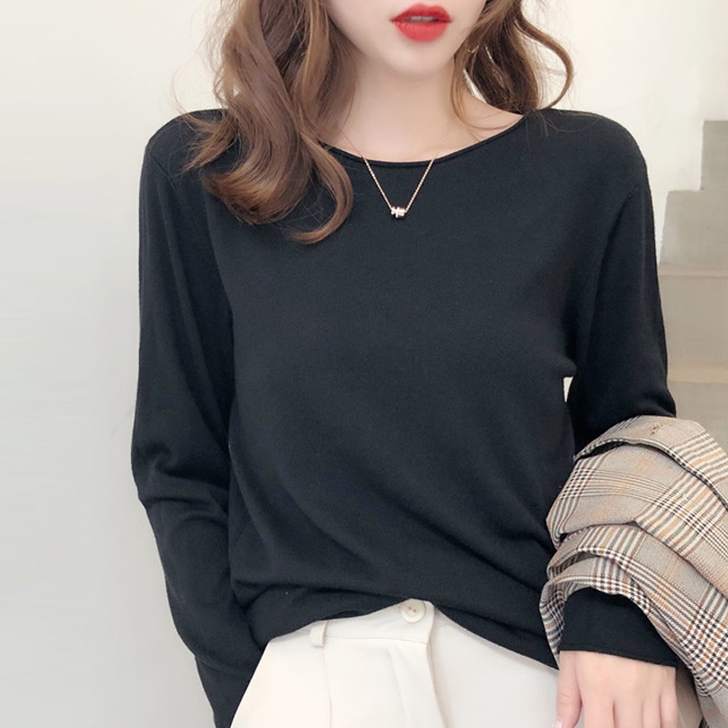 Title 4, Womens Fashion V-neck Knit Thin Long-sleeved T...