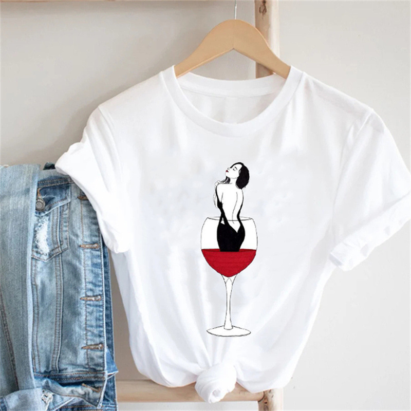 Title 5, Wine Lady Wine Glass Modal Short-sleeved Parent...