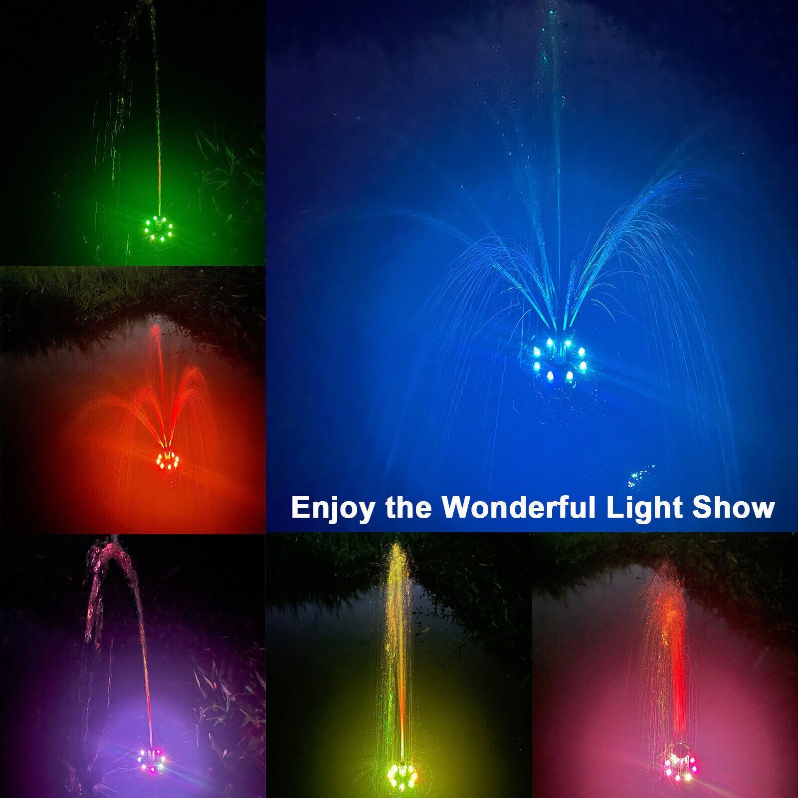 8LED Solar Panel Powered Fountain Water Feature Pump Garden Pool Pond Aquarium — image 4