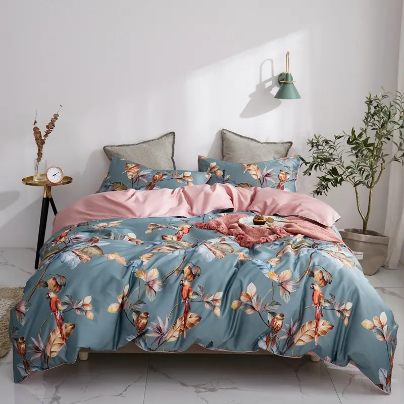 Long-staple Cotton Four-piece Full Satin Sheet Duvet Cover