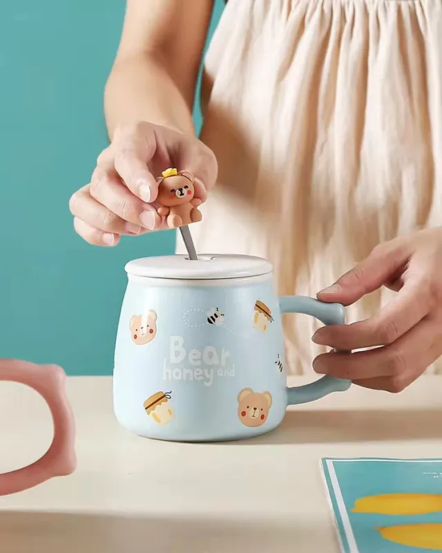 Practical Gift Cartoon Ceramic Mug Set Blue - Shop at LoveMi