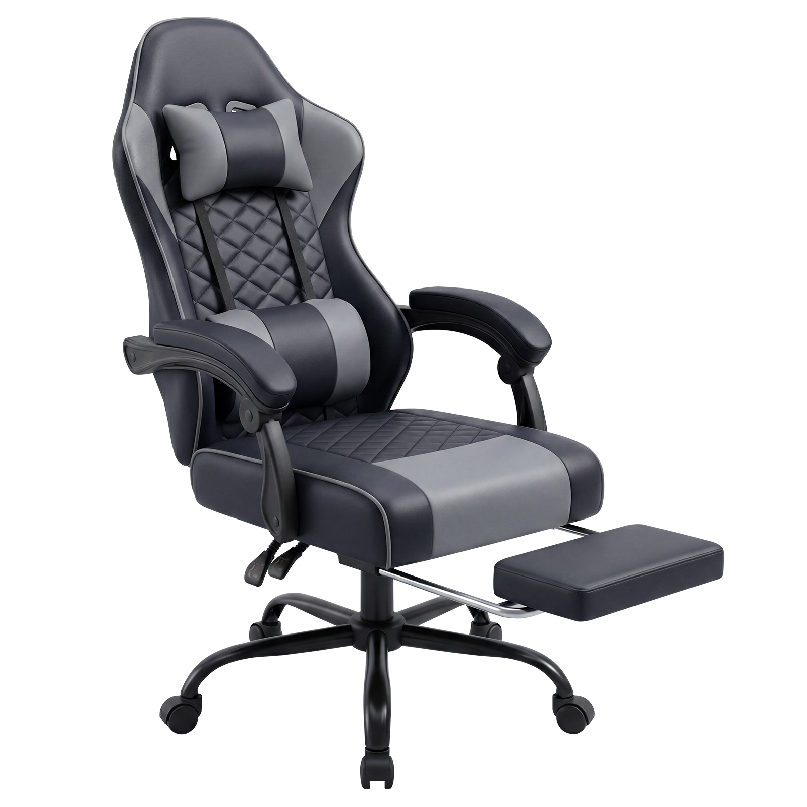 Racing Style Gaming Chair With Footrest,PU Leather,Massage Lumbar — image 2