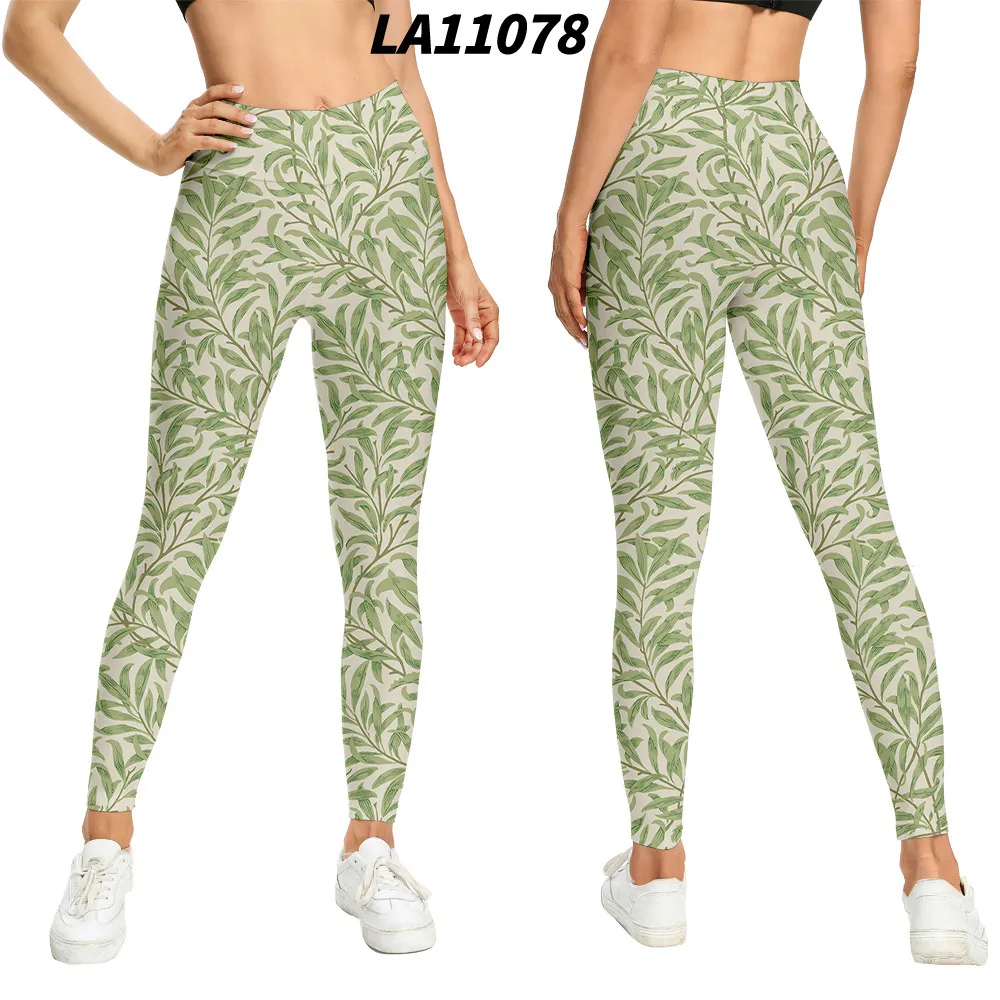 Women's Floral Print High-waist Buttocks Tights - 6 Style