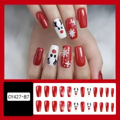 Christmas False Nails Hat Striped Snowflake Nail Art Stickers For Parties Dances Or Holiday Wear - Cy427 B7 - View 1