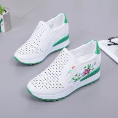 Women Comfortable Casual Shoes Summer Slip On Loafers Mixed - Green - View 1