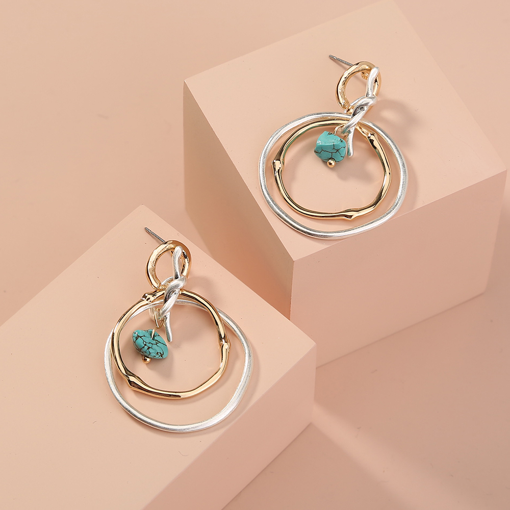 Personality Tide Brand Irregular Wave Pattern Earrings Multicolor Birthday Turquoise Simple Earrings